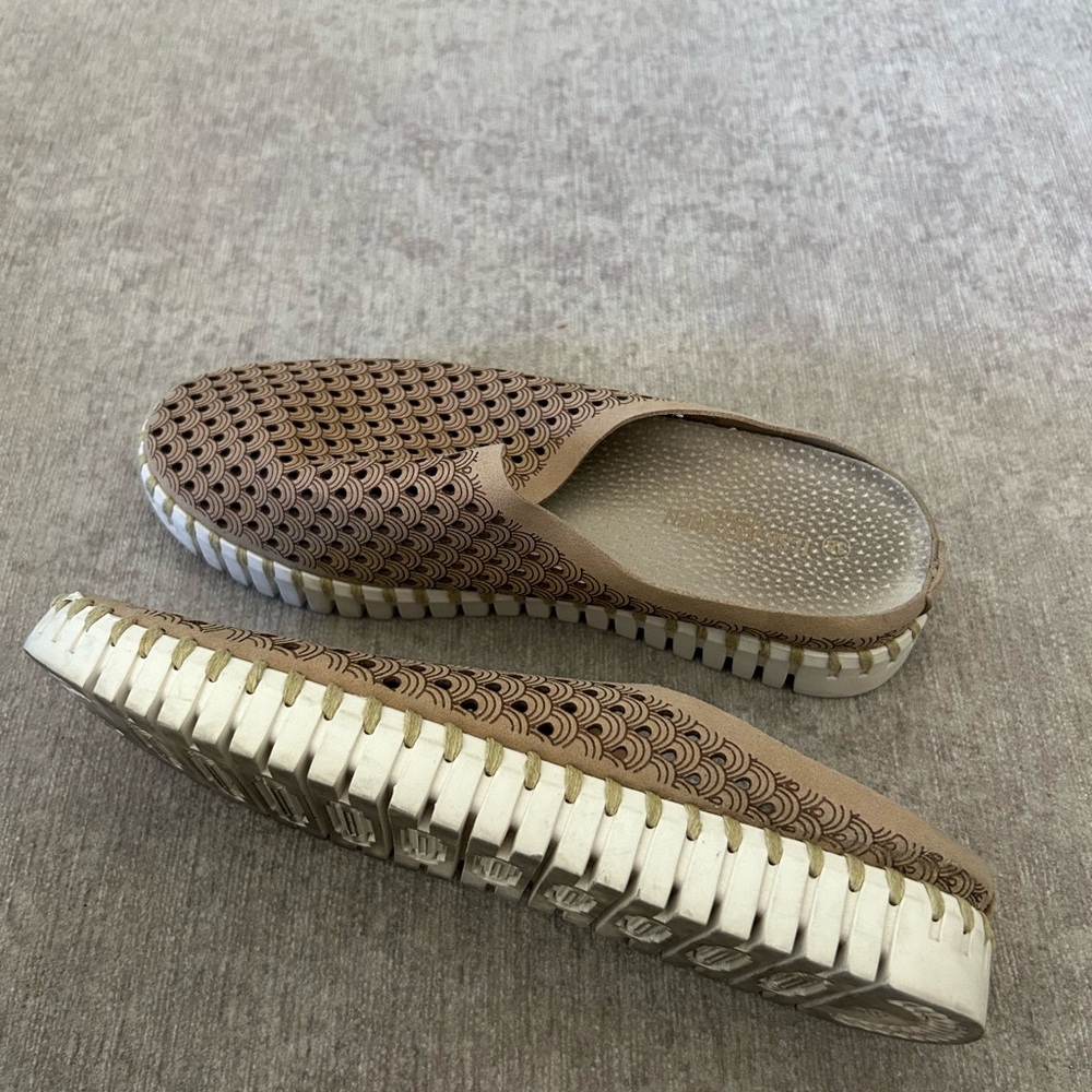 Brown Slip-On Shoes with White Soles